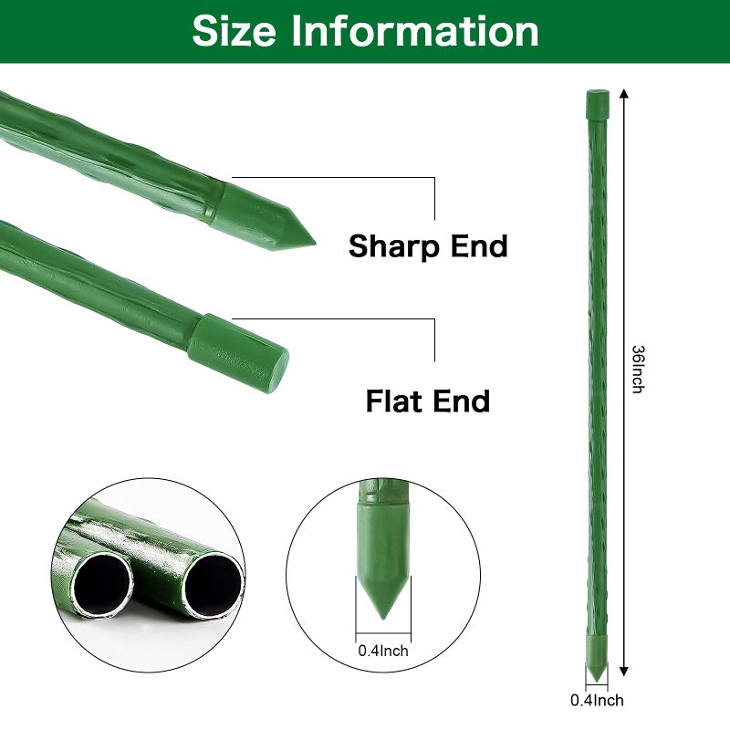 FEED GARDEN Garden Stakes 36 Inch 3ft 25 Pack, Sturdy Plant Metal Sticks Support, Plastic Coated Plant Stakes, Tomato Stakes, Beans, Trees - Image 2